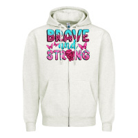 Oatmeal Heather Brave and Strong Zipper Hoodie - texasbilliewilder