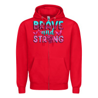 Red Brave and Strong Zipper Hoodie - texasbilliewilder