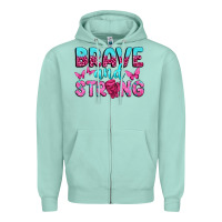 Seafoam Brave and Strong Zipper Hoodie - texasbilliewilder