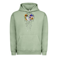 Pigment Oil Green moon and mushrooms with sunflower Urban Hoodie - MaliasSmallBusiness