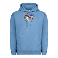 Pigment Pebble Blue moon and mushrooms with sunflower Urban Hoodie - MaliasSmallBusiness