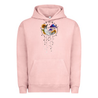 Pigment Salmon moon and mushrooms with sunflower Urban Hoodie - MaliasSmallBusiness