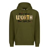 Army Green know your worth Premium Hoodie - MaliasSmallBusiness