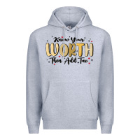 Heather Grey know your worth Premium Hoodie - MaliasSmallBusiness