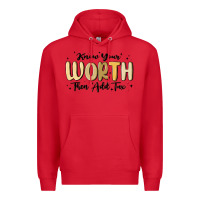 Red know your worth Premium Hoodie - MaliasSmallBusiness