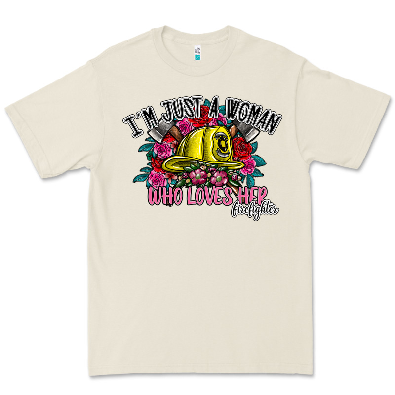 Im Just A Woman Who Loves Her Firefighter Premium Tee by SublimationCraftShop | Teevron