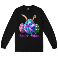 Black easter bunny ear eggs easter vibes Long Sleeve Tee - RanaPortraitStore