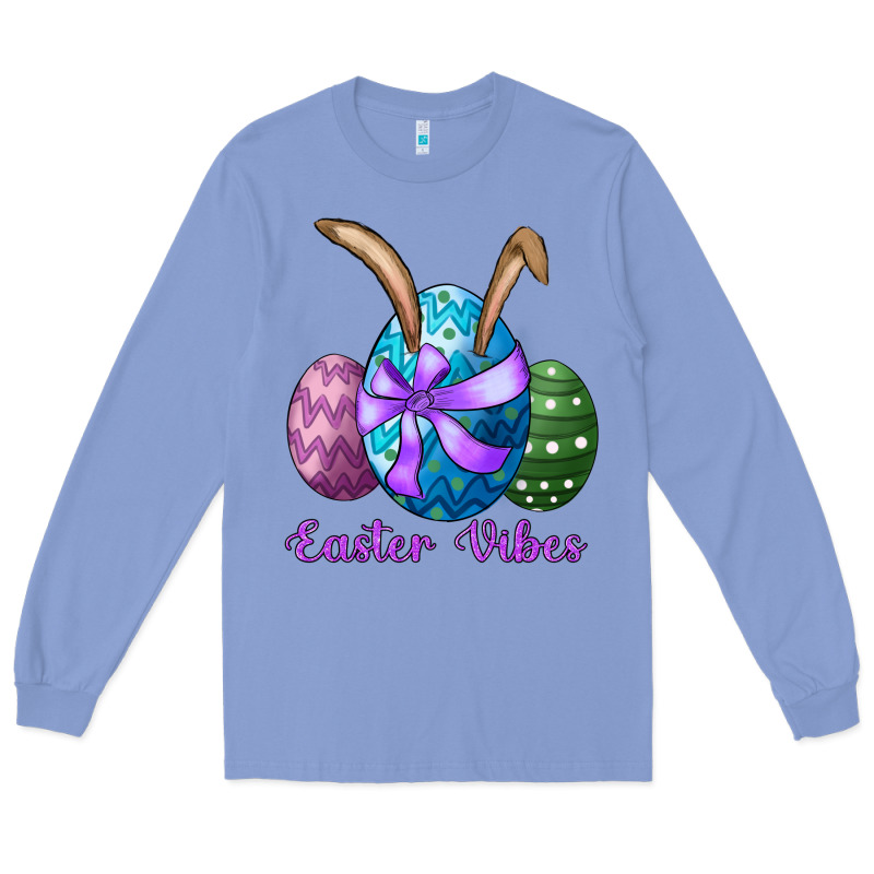 Easter Bunny Ear Eggs Easter Vibes Long Sleeve Tee by RanaPortraitStore | Teevron
