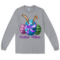 Heather Grey easter bunny ear eggs easter vibes Long Sleeve Tee - RanaPortraitStore
