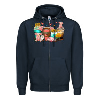 Navy pigs coffee cups Zipper Hoodie - Zillion Design Studio