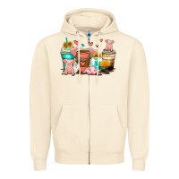 Sandshell pigs coffee cups Zipper Hoodie - Zillion Design Studio