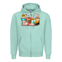Seafoam pigs coffee cups Zipper Hoodie - Zillion Design Studio