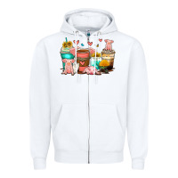 White pigs coffee cups Zipper Hoodie - Zillion Design Studio