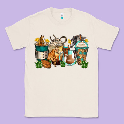 Horses Coffee Cups Classic Tee Designed By Zillion Design Studio