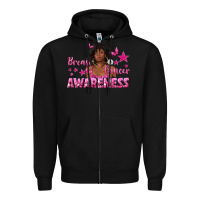 Black Breast Cancer Awareness with Afro Woman Zipper Hoodie - texasbilliewilder