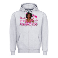 Heather Grey Breast Cancer Awareness with Afro Woman Zipper Hoodie - texasbilliewilder