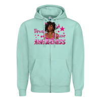 Seafoam Breast Cancer Awareness with Afro Woman Zipper Hoodie - texasbilliewilder