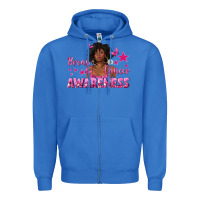 True Royal Breast Cancer Awareness with Afro Woman Zipper Hoodie - texasbilliewilder