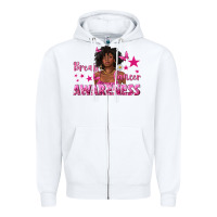 White Breast Cancer Awareness with Afro Woman Zipper Hoodie - texasbilliewilder