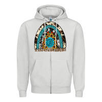 Dove Grey rainbow sunflower gemstone Zipper Hoodie - RanaPortraitStore