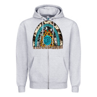Heather Grey rainbow sunflower gemstone Zipper Hoodie - RanaPortraitStore