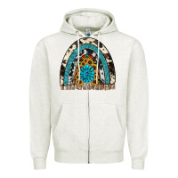 Oatmeal Heather rainbow sunflower gemstone Zipper Hoodie - RanaPortraitStore