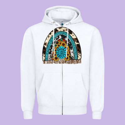 Rainbow Sunflower Gemstone Zipper Hoodie Designed By Ranaportraitstore