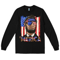 Black merica with lincoln Long Sleeve Tee - texasbilliewilder
