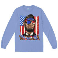 Colony Blue merica with lincoln Long Sleeve Tee - texasbilliewilder