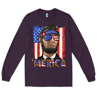 Plum merica with lincoln Long Sleeve Tee - texasbilliewilder