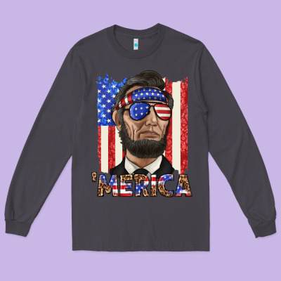 Long Sleeve Tee merica with lincoln