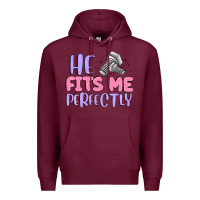 Burgundy he fits me perfectly Premium Hoodie - MaliasSmallBusiness