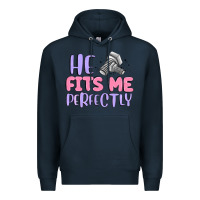 Navy he fits me perfectly Premium Hoodie - MaliasSmallBusiness