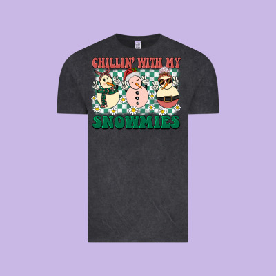 Chillin With My Snowmies Vintage Tee Designed By Barkaloodesign