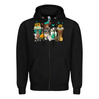 Black cows coffee cups Zipper Hoodie - Zillion Design Studio