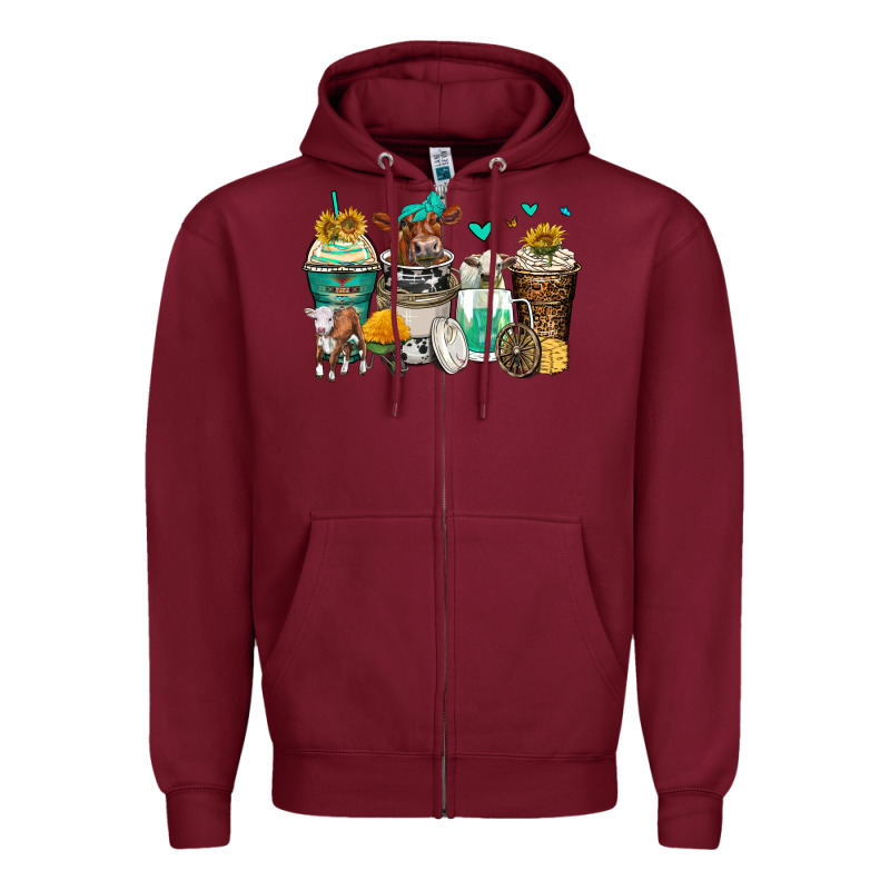 Cows Coffee Cups Zipper Hoodie by Zillion Design Studio | Teevron