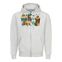 Dove Grey cows coffee cups Zipper Hoodie - Zillion Design Studio
