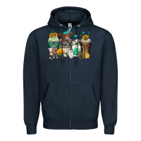 Navy cows coffee cups Zipper Hoodie - Zillion Design Studio