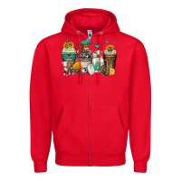 Red cows coffee cups Zipper Hoodie - Zillion Design Studio