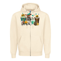 Sandshell cows coffee cups Zipper Hoodie - Zillion Design Studio