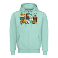 Seafoam cows coffee cups Zipper Hoodie - Zillion Design Studio