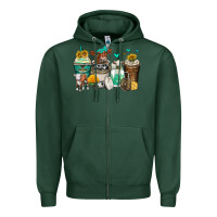 Sports Green cows coffee cups Zipper Hoodie - Zillion Design Studio