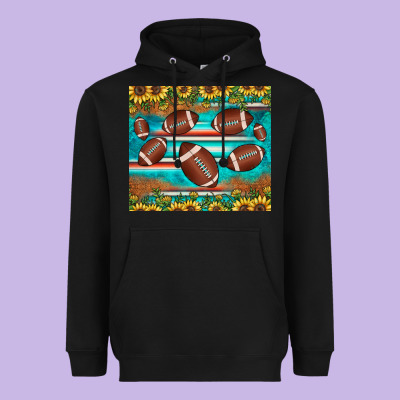 Football Turquoise Sunflower Heavyweight Hoodie Designed By Jahusdesignshop
