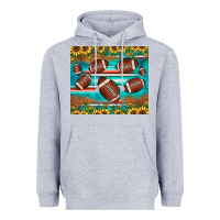 Heather Grey football turquoise sunflower Heavyweight Hoodie - JahusDesignShop