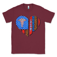 Burgundy 4th of july nurse heart flag Classic Tee - texasbilliewilder