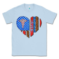 Dusty Blue 4th of july nurse heart flag Classic Tee - texasbilliewilder