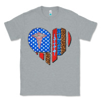 Heather Grey 4th of july nurse heart flag Classic Tee - texasbilliewilder