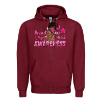 Burgundy Breast Cancer Awareness with Afro Woman Zipper Hoodie - texasbilliewilder