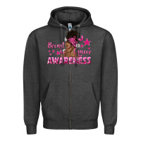 Charcoal Heather Breast Cancer Awareness with Afro Woman Zipper Hoodie - texasbilliewilder