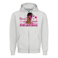 Dove Grey Breast Cancer Awareness with Afro Woman Zipper Hoodie - texasbilliewilder